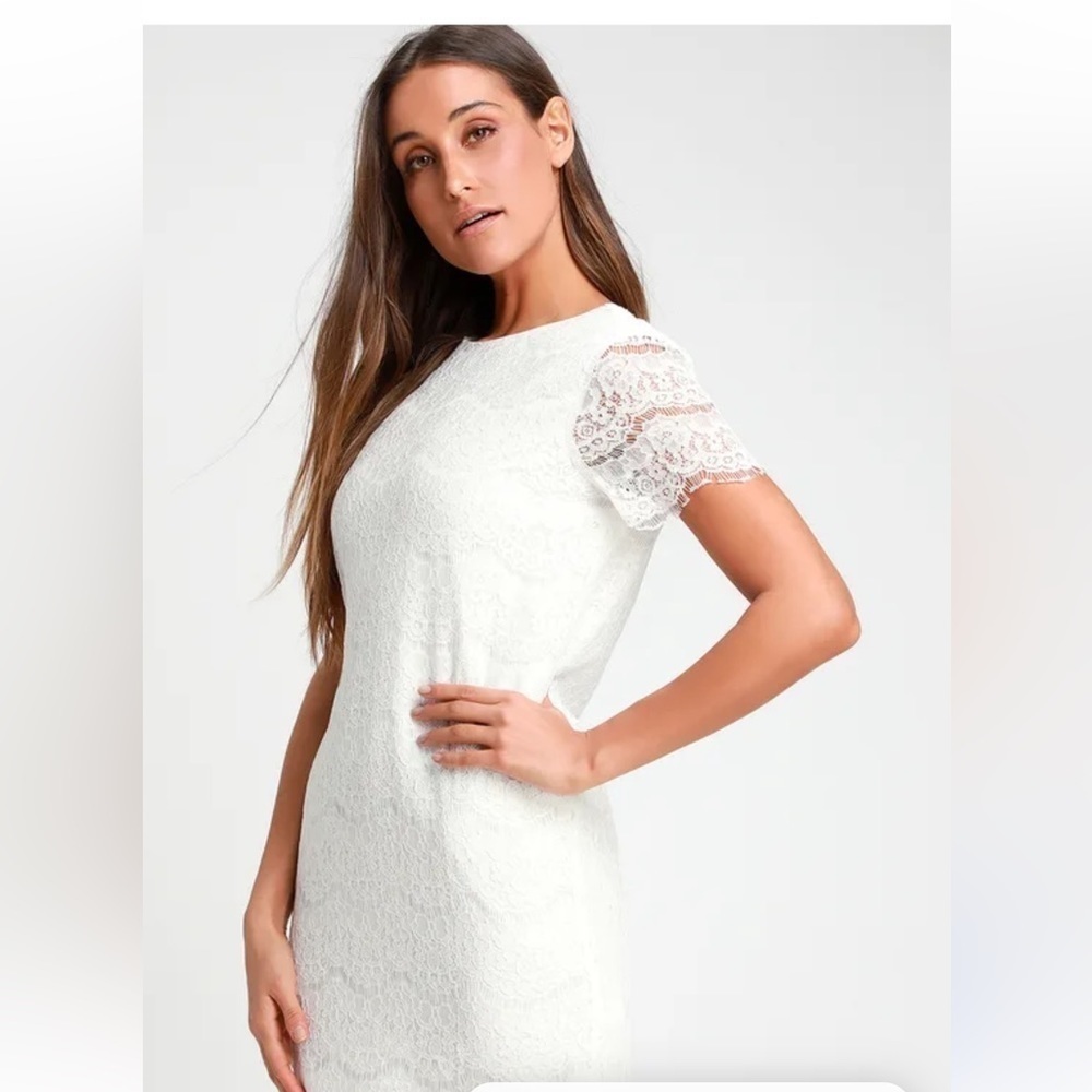 lulus shift lace white dress​​ - Picture 4 of 12